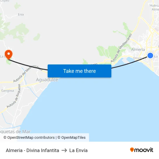Almeria - Divina Infantita to La Envía map