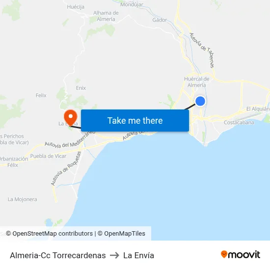Almeria-Cc Torrecardenas to La Envía map