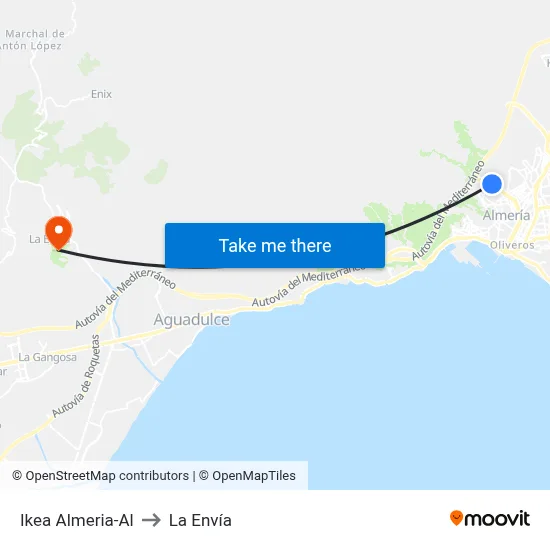 Ikea Almeria-Al to La Envía map