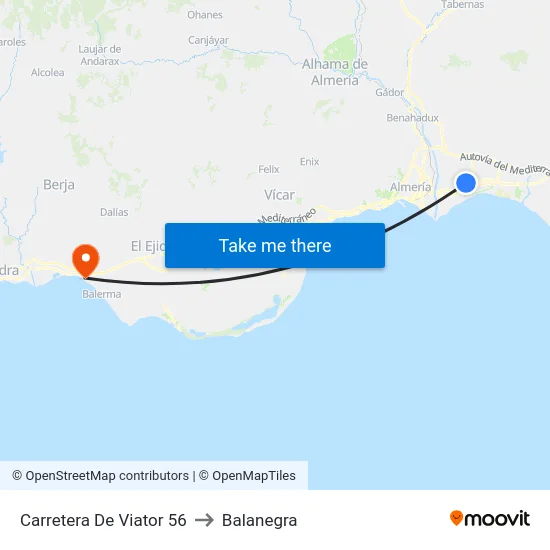 Carretera De Viator 56 to Balanegra map