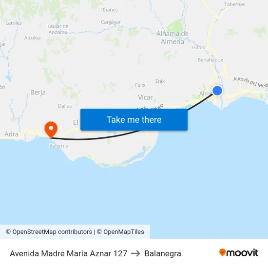 Avenida Madre María Aznar 127 to Balanegra map