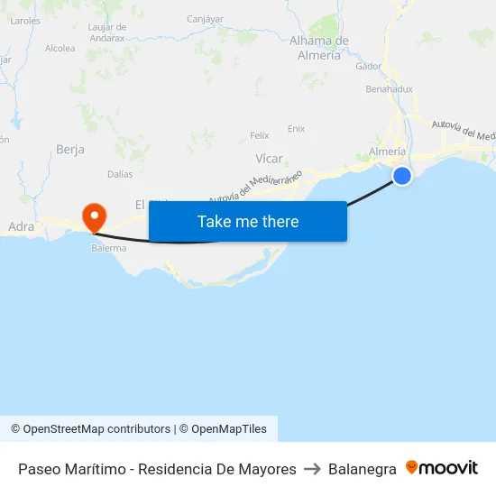 Paseo Marítimo - Residencia De Mayores to Balanegra map
