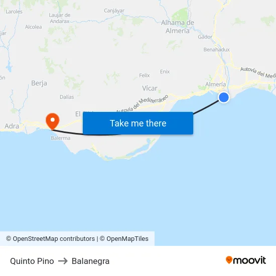 Quinto Pino to Balanegra map