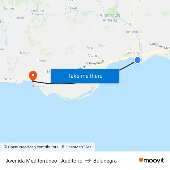 Avenida Mediterráneo - Auditorio to Balanegra map