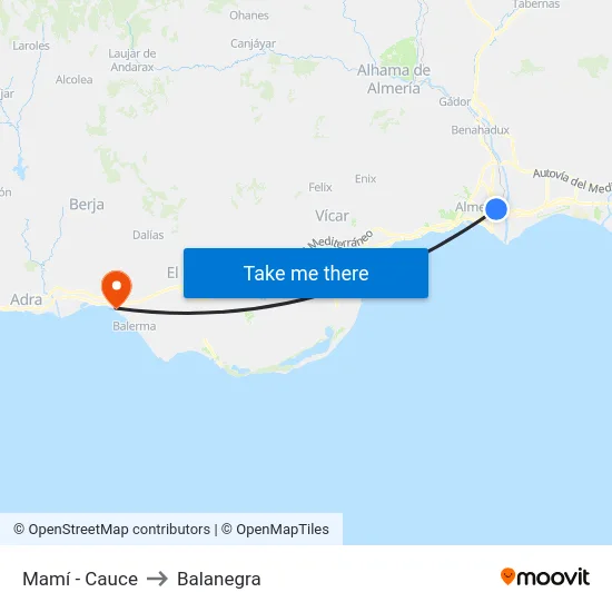Mamí - Cauce to Balanegra map