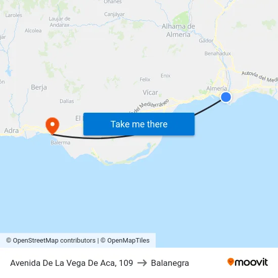 Avenida De La Vega De Aca, 109 to Balanegra map