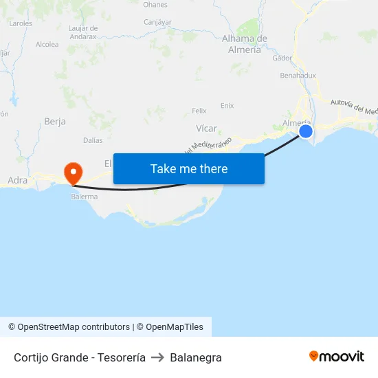 Cortijo Grande - Tesorería to Balanegra map