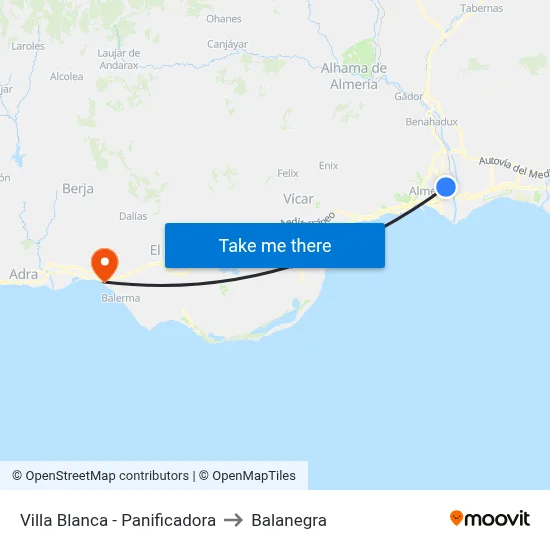 Villa Blanca - Panificadora to Balanegra map