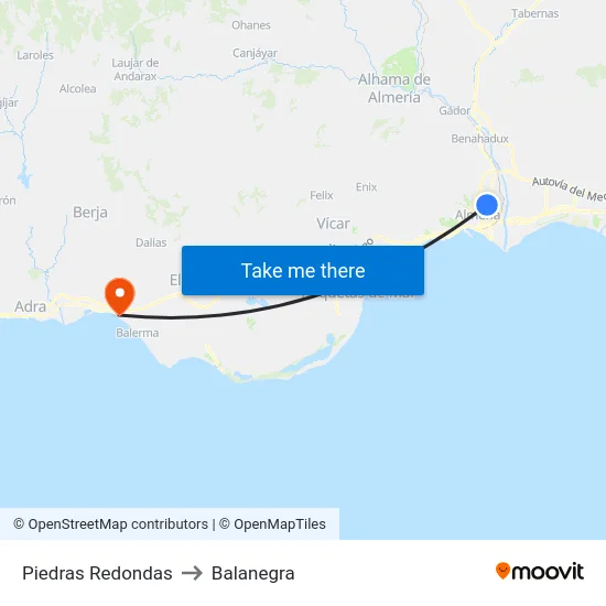 Piedras Redondas to Balanegra map