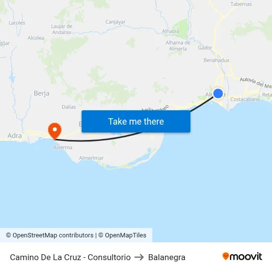 Camino De La Cruz - Consultorio to Balanegra map