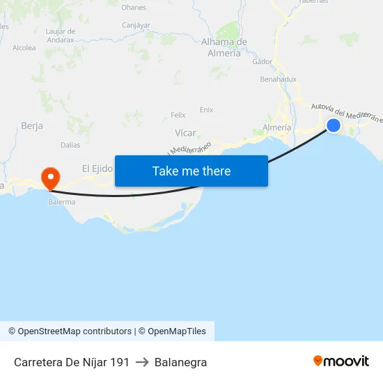 Carretera De Níjar 191 to Balanegra map