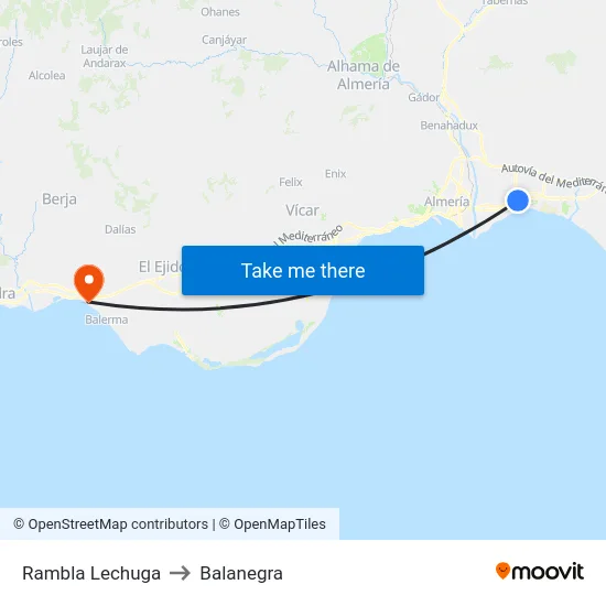 Rambla Lechuga to Balanegra map