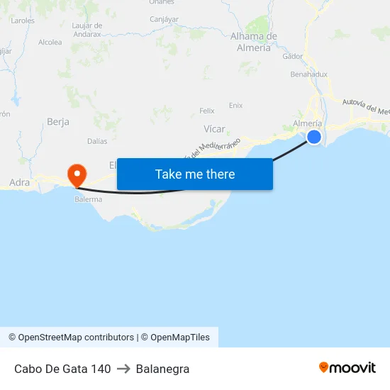 Cabo De Gata 140 to Balanegra map