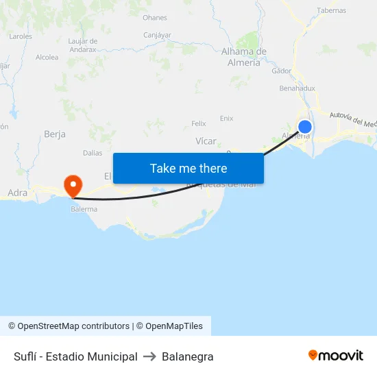 Suflí - Estadio Municipal to Balanegra map