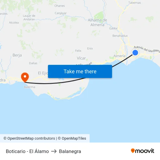 Boticario - El Álamo to Balanegra map
