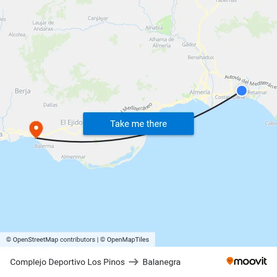 Complejo Deportivo Los Pinos to Balanegra map