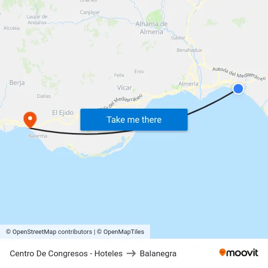 Centro De Congresos - Hoteles to Balanegra map