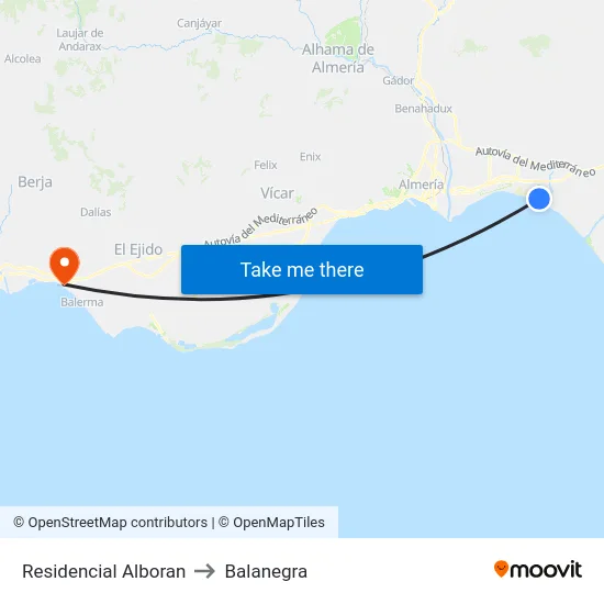 Residencial Alboran to Balanegra map