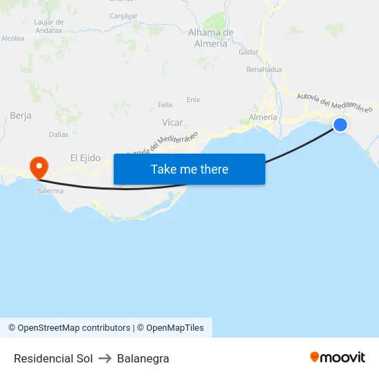 Residencial Sol to Balanegra map