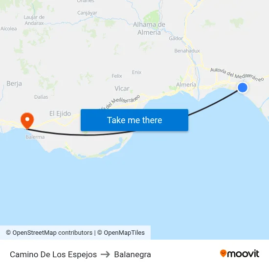 Camino De Los Espejos to Balanegra map