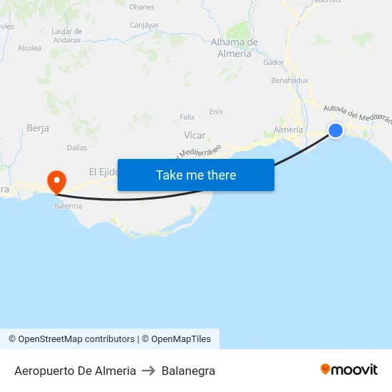 Aeropuerto De Almeria to Balanegra map