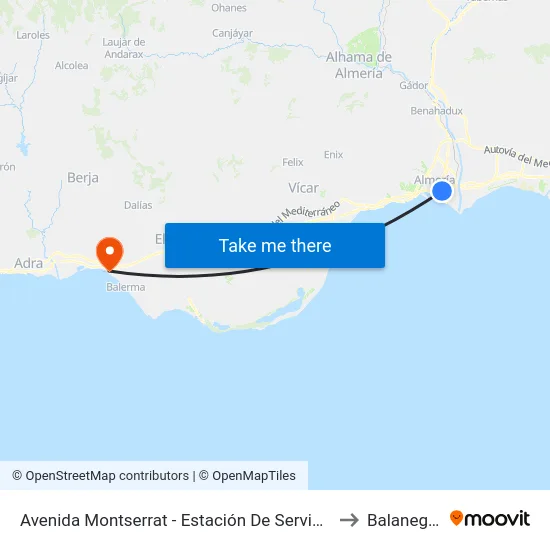 Avenida Montserrat - Estación De Servicio to Balanegra map