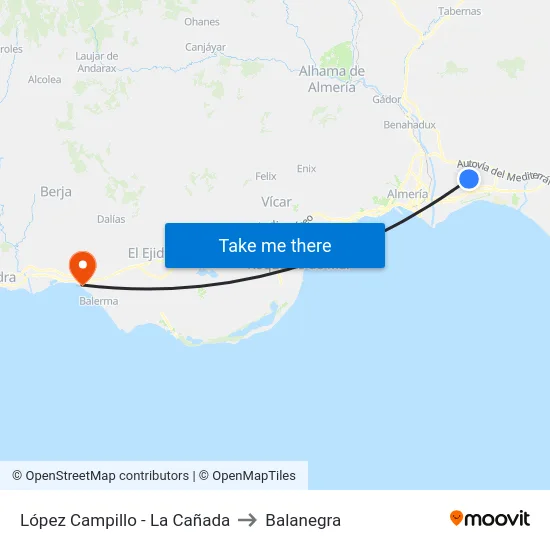 López Campillo - La Cañada to Balanegra map