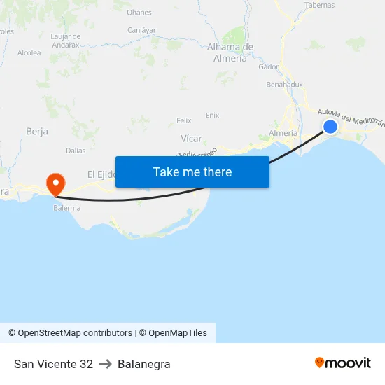 San Vicente 32 to Balanegra map