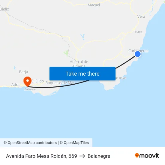 Avenida Faro Mesa Roldán, 669 to Balanegra map