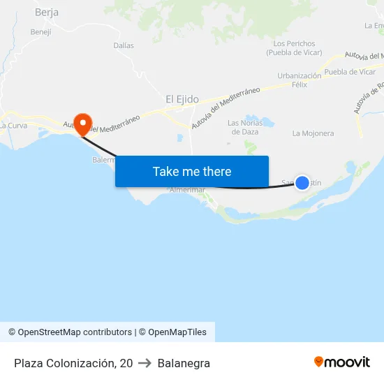 Plaza Colonización, 20 to Balanegra map