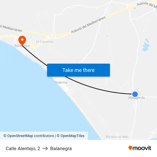 Calle Alentejo, 2 to Balanegra map