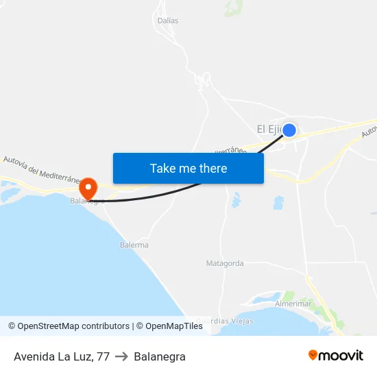 Avenida La Luz, 77 to Balanegra map