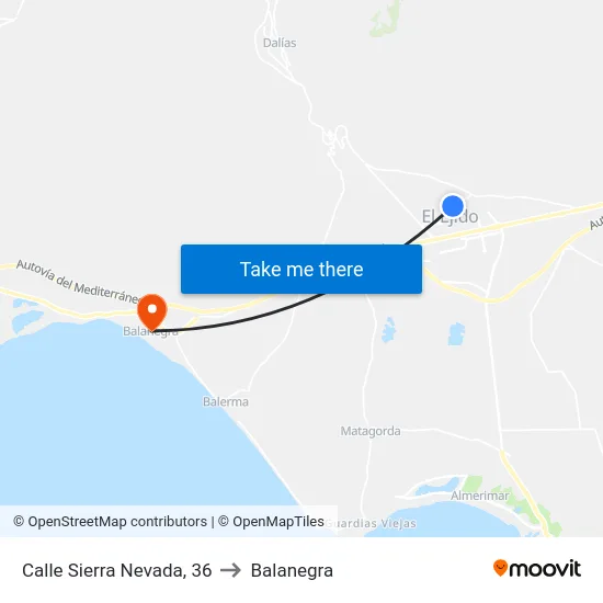 Calle Sierra Nevada, 36 to Balanegra map