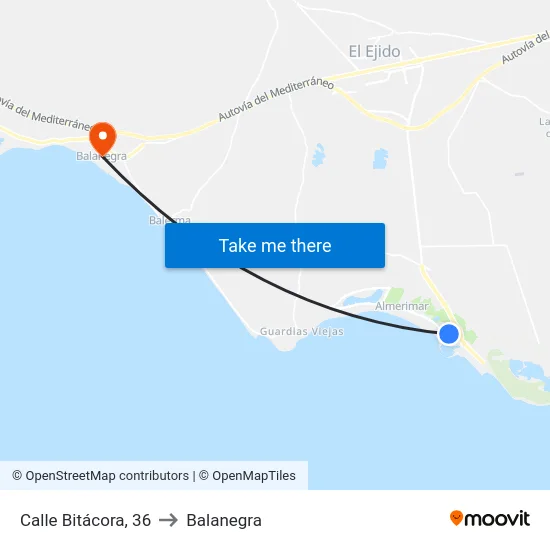 Calle Bitácora, 36 to Balanegra map