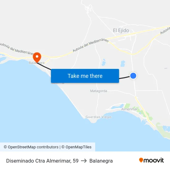 Diseminado Ctra Almerimar, 59 to Balanegra map