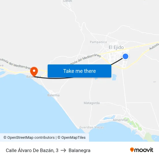 Calle Álvaro De Bazán, 3 to Balanegra map