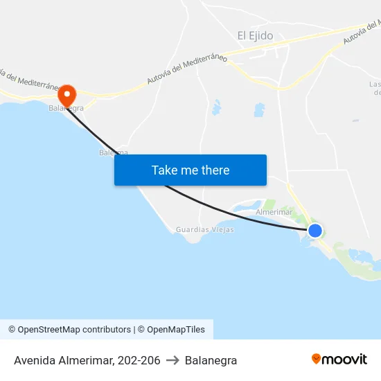 Avenida Almerimar, 202-206 to Balanegra map