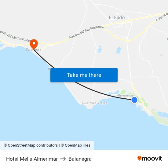 Hotel Melia Almerimar to Balanegra map