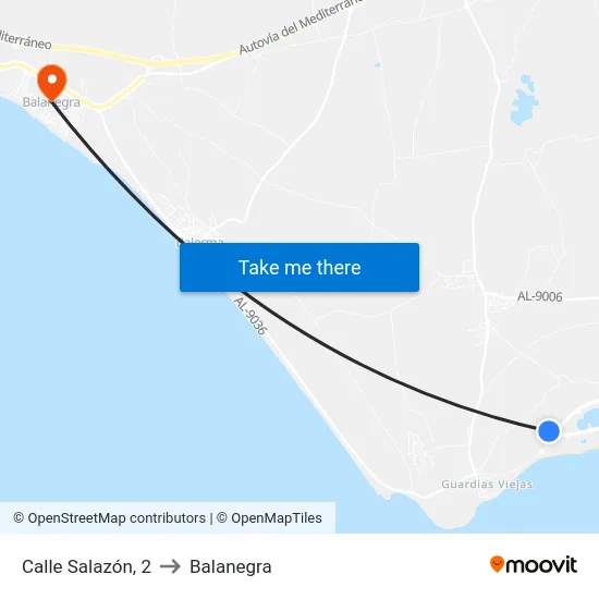 Calle Salazón, 2 to Balanegra map