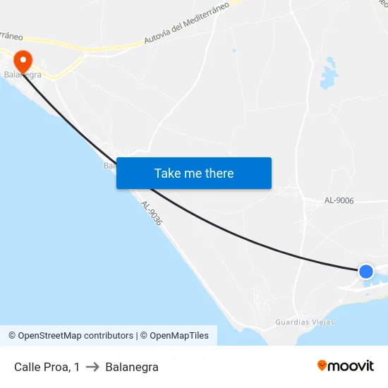 Calle Proa, 1 to Balanegra map