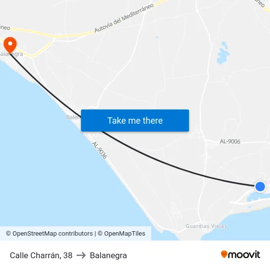 Calle Charrán, 38 to Balanegra map