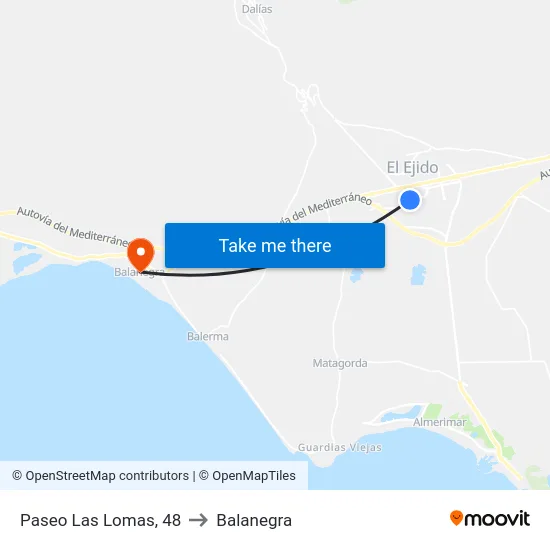 Paseo Las Lomas, 48 to Balanegra map