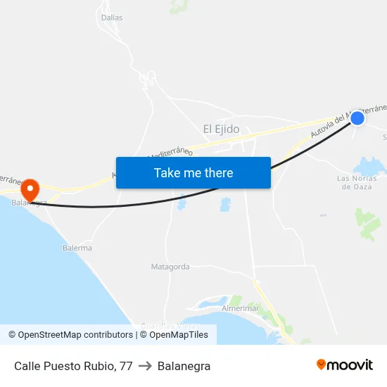 Calle Puesto Rubio, 77 to Balanegra map