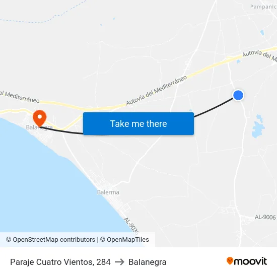 Paraje Cuatro Vientos, 284 to Balanegra map