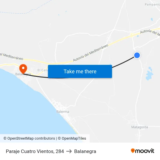 Paraje Cuatro Vientos, 284 to Balanegra map