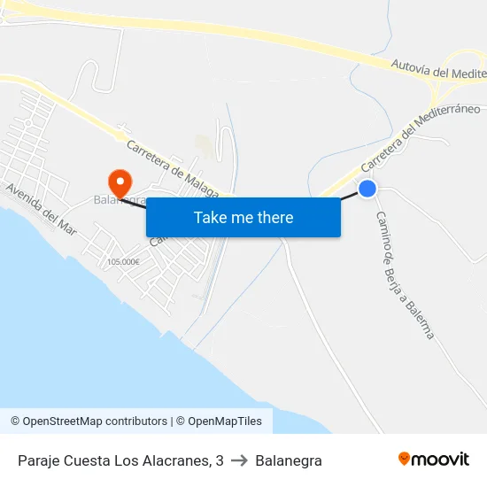 Paraje Cuesta Los Alacranes, 3 to Balanegra map