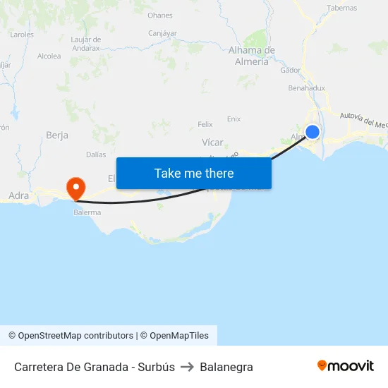 Carretera De Granada - Surbús to Balanegra map