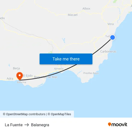 La Fuente to Balanegra map
