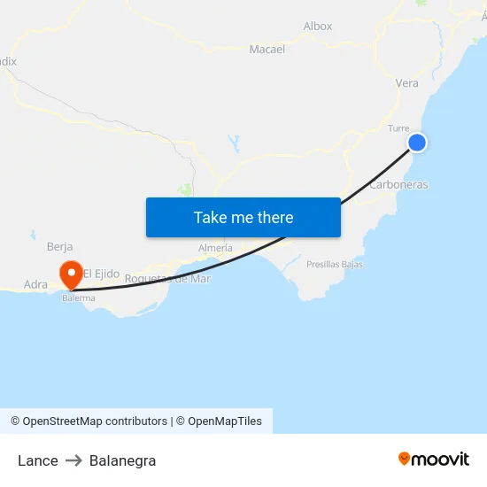 Lance to Balanegra map