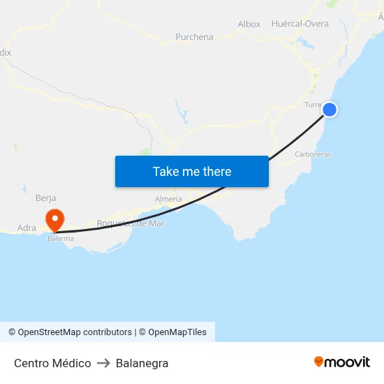 Centro Médico to Balanegra map